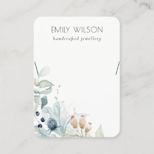 Carte De Visite Écran de collier Pastel Blue Green Foliage