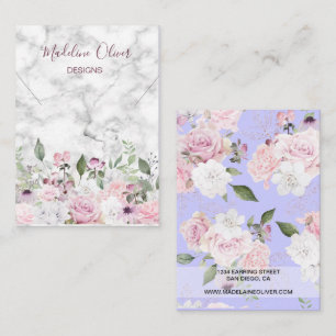 Carte De Visite Écran de collier violet en marbre floral