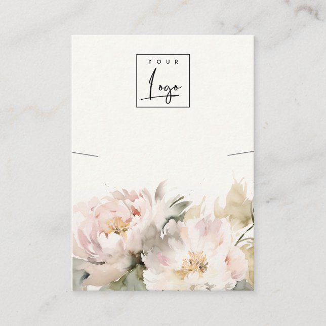 Carte De Visite Écran de logo Blush Peony Floral Bunch (Devant)