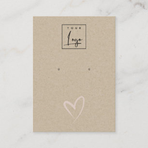 Carte De Visite Écran de logo simple Kraft Blush Heart Stud