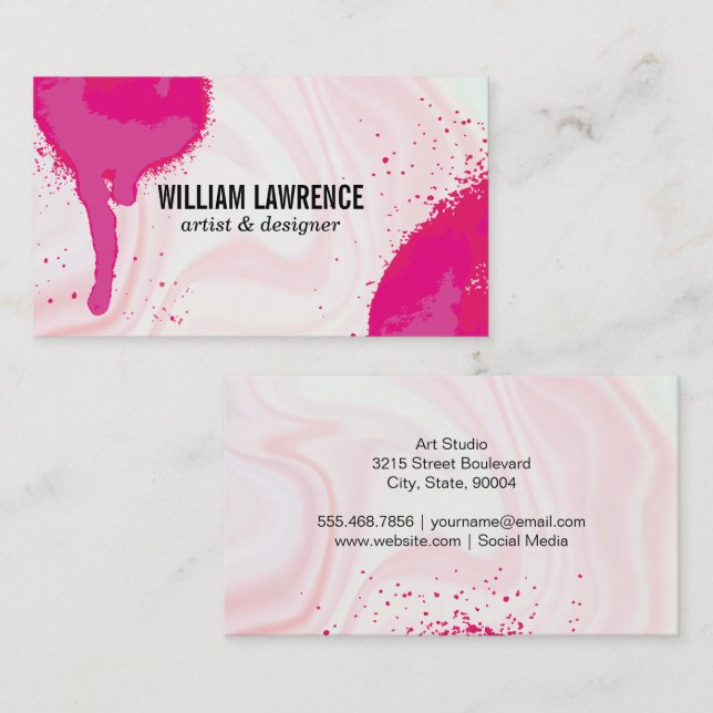 Carte De Visite Écran de peinture de pulvérisation | Marbre rose (Devant / Derrière)