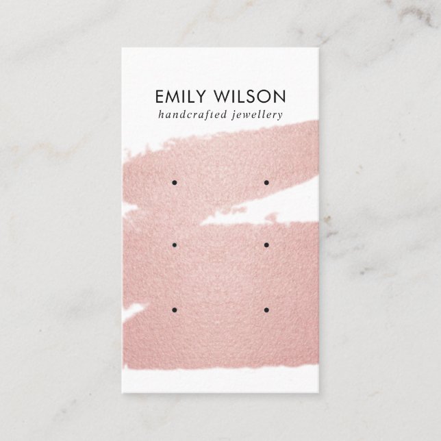 CARTE DE VISITE ÉCRAN DE RESTAURATION ROSE GOLD PINK BRUSH STROKE  (Devant)