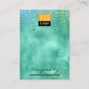 Carte De Visite Écran d'écoute Turquoise Faux Foil & Parties sci