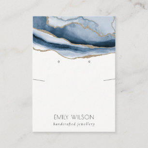 Carte De Visite Écran d'oreille Abstrait Agate Blue Gold