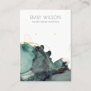 Carte De Visite Écran d'oreille Abstrait Encre or vert