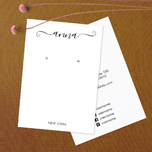 Carte De Visite Écran d'oreille blanc signature de script simple B