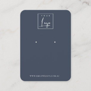 Carte De Visite Écran d'oreille bleu foncé de marine simple minima