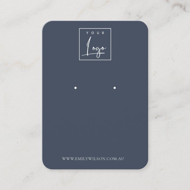 Carte De Visite Écran d'oreille bleu foncé de marine simple minima (Devant)
