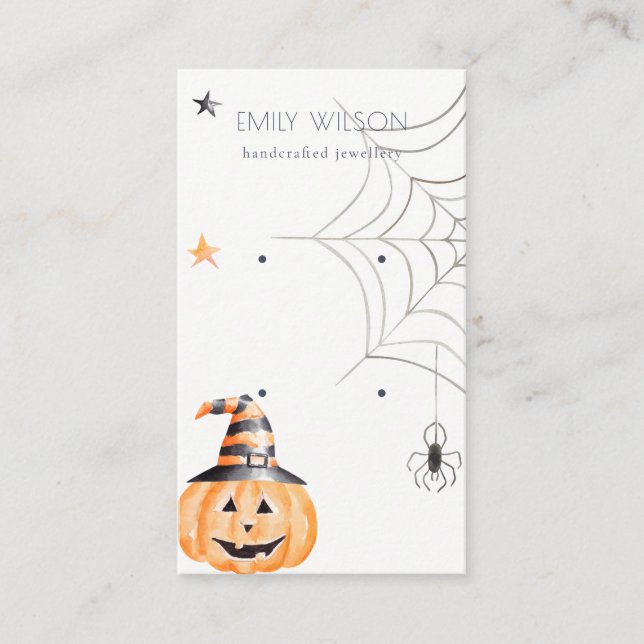 Carte De Visite Écran d'oreille Citrouille Araignée Web Halloween (Devant)