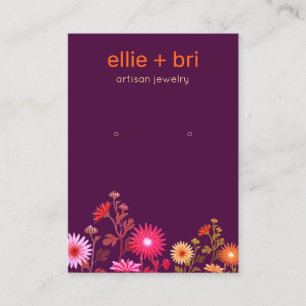 Carte De Visite Écran d'oreille couleur bordeaux floral Boho