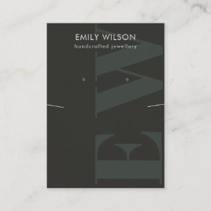 Carte De Visite Écran d'oreille du collier de monogramme noir rus