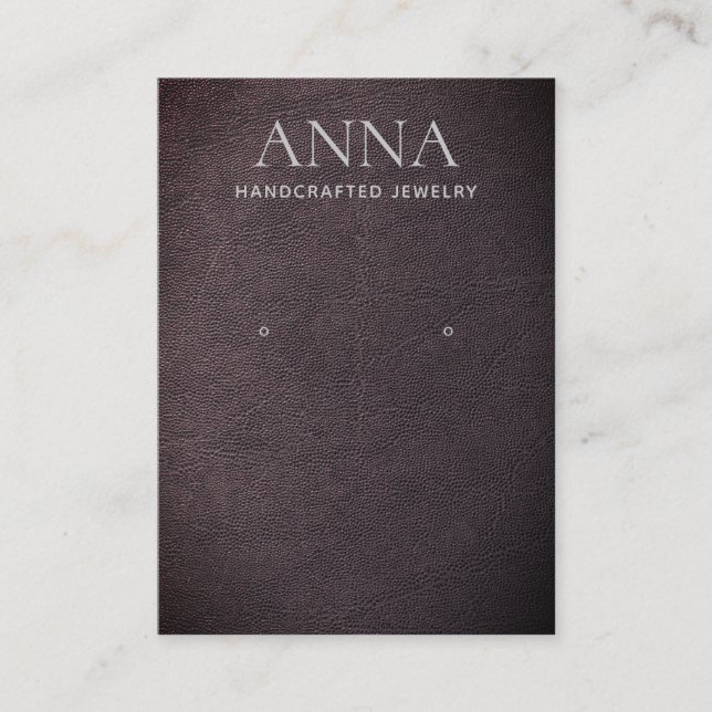 Carte De Visite Écran d'oreille en cuir Brown rustique cool (Devant)