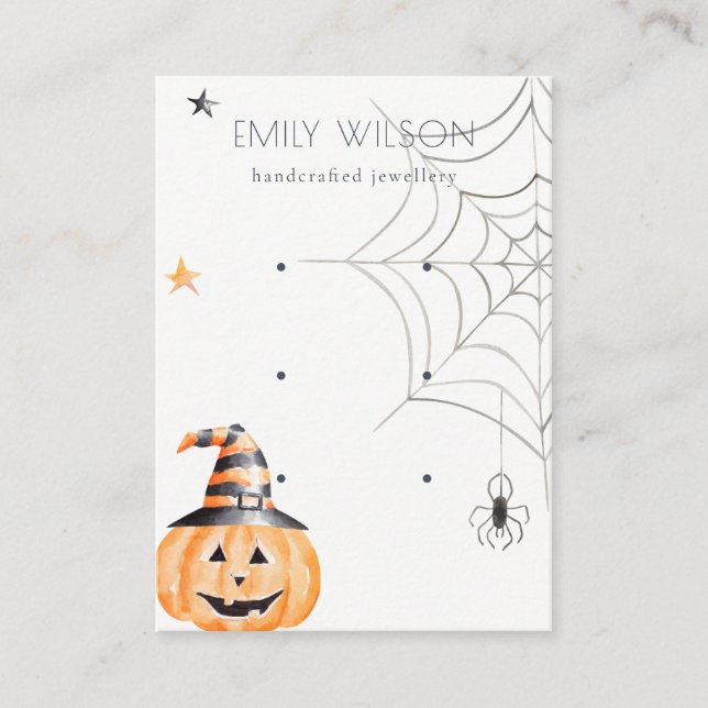 Carte De Visite Écran d'oreille Halloween Citrouille Spider Web 3 (Devant)