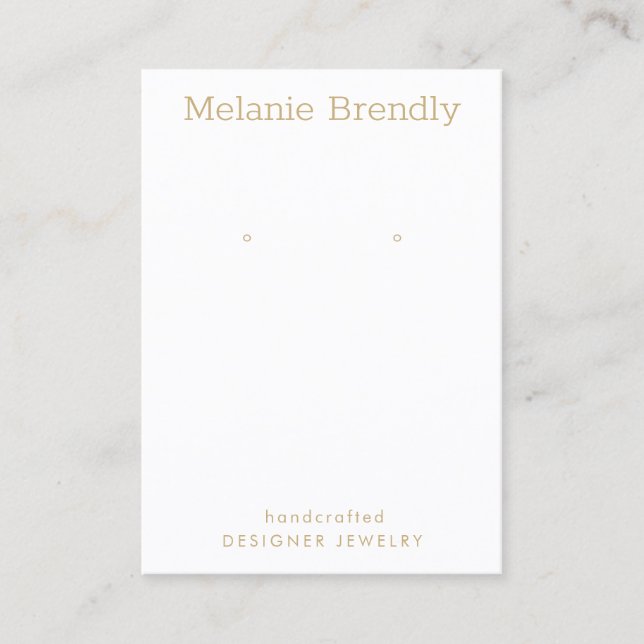 Carte De Visite Écran d'oreille minimal moderne or blanc bijoux (Devant)
