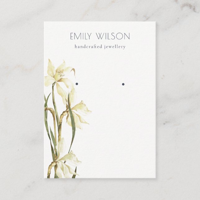 Carte De Visite Écran d'oreille molle blanc Daffodil Floral (Devant)