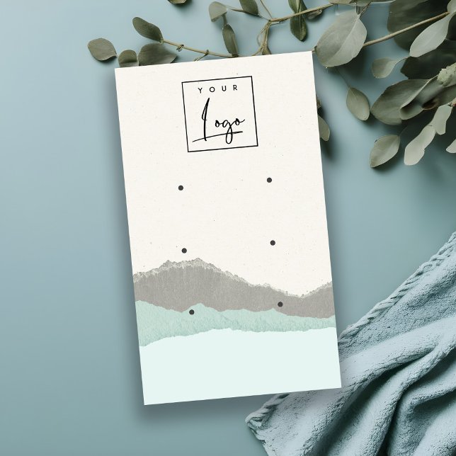 Carte De Visite Écran d'oreille Pastel Aqua Kraft Mountain Wave 3 (Créateur téléchargé)