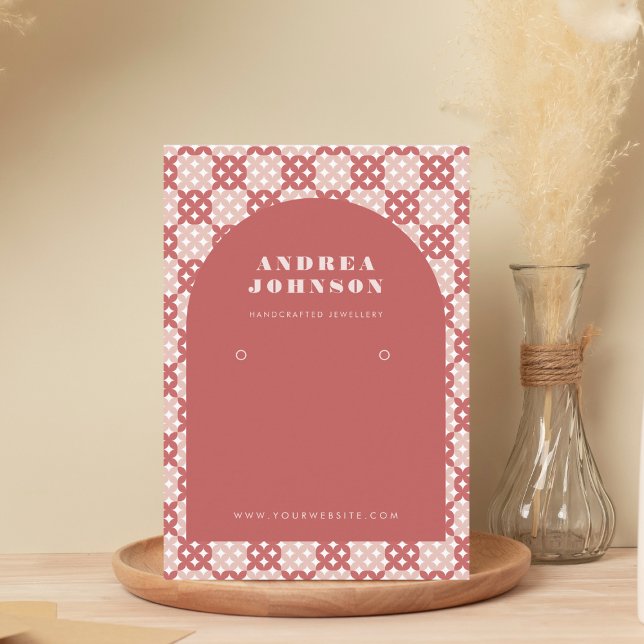 Carte De Visite Écran d'oreille Pastel Red Mid Century moderne Arc (Créateur téléchargé)