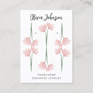 Carte De Visite Écran d'oreille pour bijoux en fleurs rose