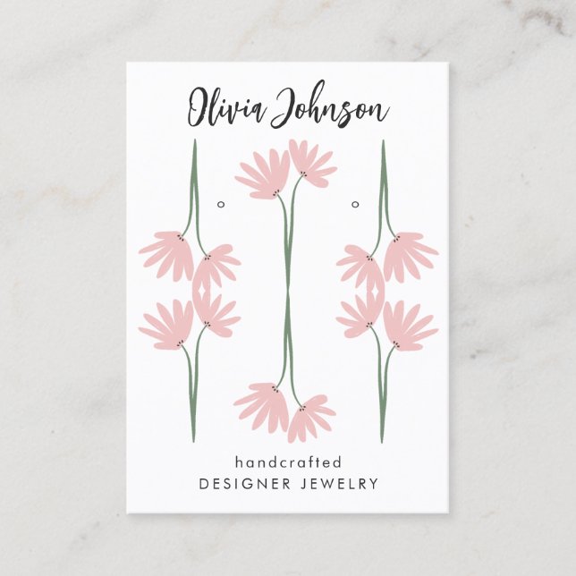 Carte De Visite Écran d'oreille pour bijoux en fleurs rose (Devant)