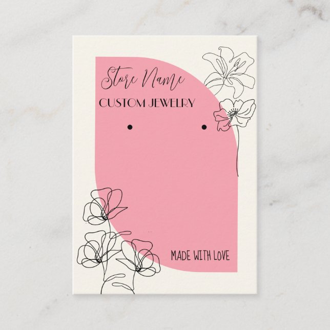 Carte De Visite Écran d'oreille pour bijoux rose et crème (Devant)