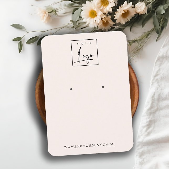 Carte De Visite Écran d'oreille rose pâle minimal du logo (Créateur téléchargé)