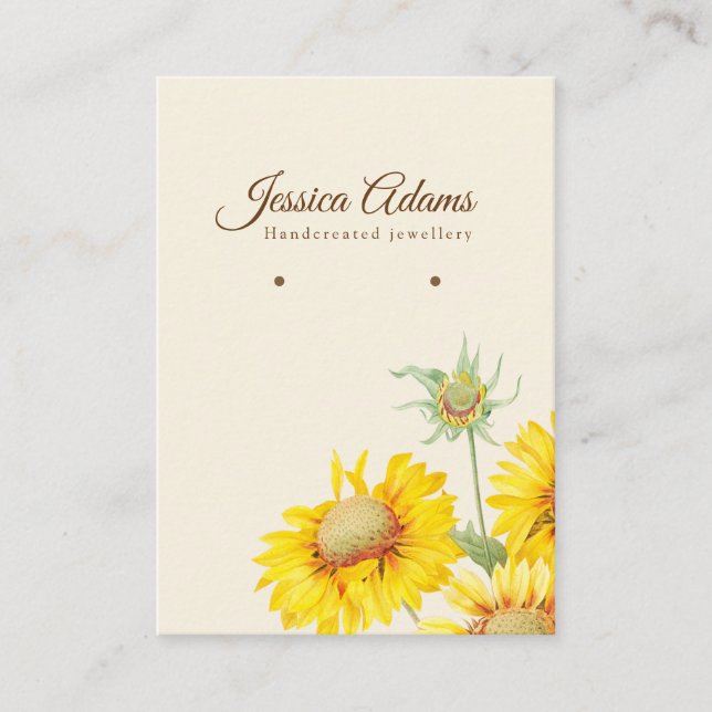 Carte De Visite Écran d'oreille rustique de tournesol jaune (Devant)