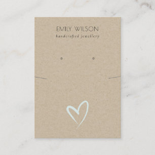 Carte De Visite Écran d'oreille simple Kraft Blue Heart