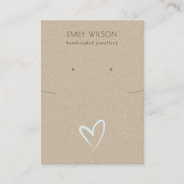 Carte De Visite Écran d'oreille simple Kraft Blue Heart (Devant)