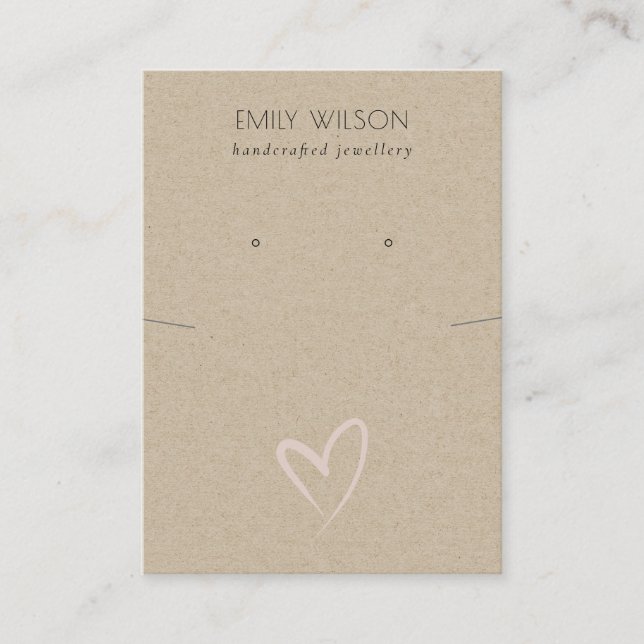 Carte De Visite Écran d'oreille simple Kraft Blush Heart  (Devant)