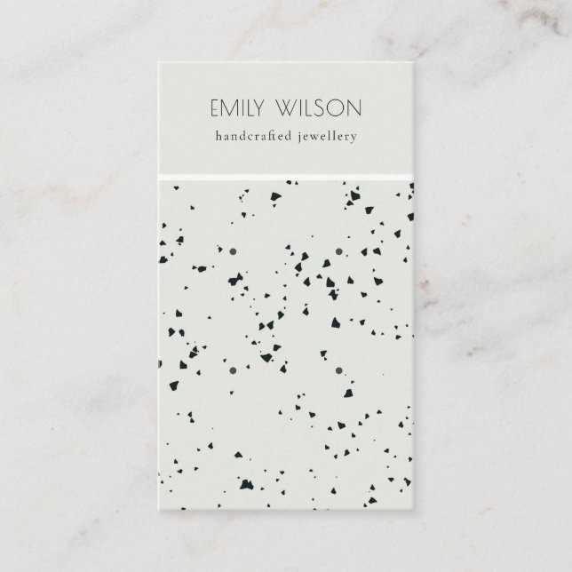 Carte De Visite Écran d'oreille texturé noir gris Terrazzo (Devant)