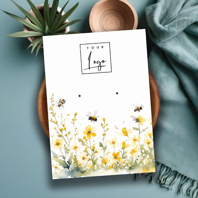 Carte De Visite Écran du logo de l'abeille Fleur sauvage de printe (Créateur téléchargé)