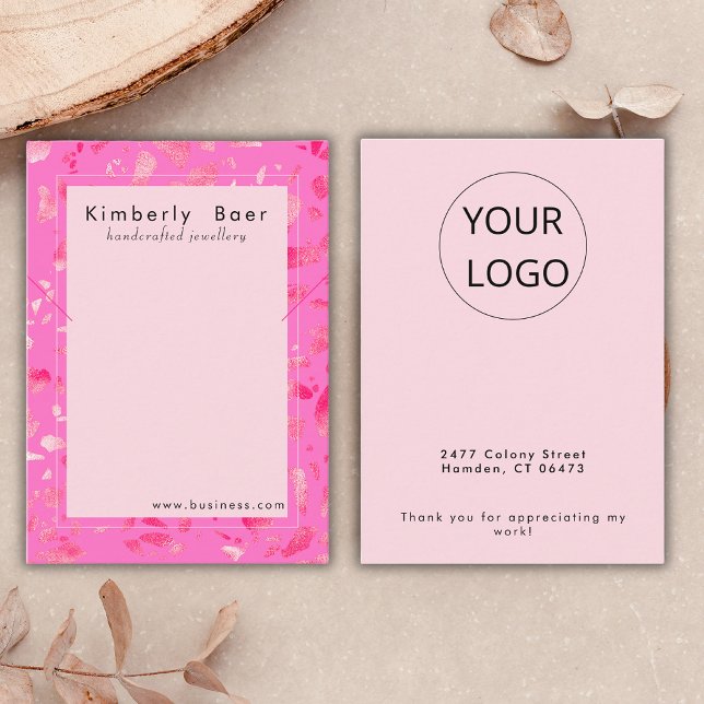 Carte De Visite Écran du logo du Bracelet Neon Rose Terrazzo tenda (Créateur téléchargé)