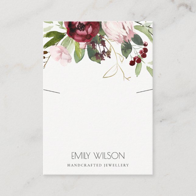 CARTE DE VISITE ÉCRAN FLEURI DE PROTÉA BURGUNDY ROSE BLEU (Devant)