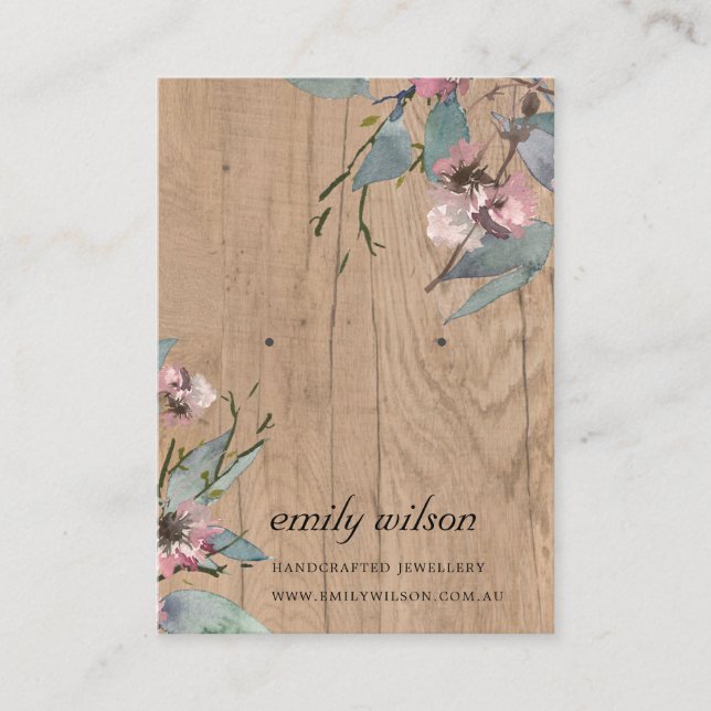 CARTE DE VISITE ÉCRAN FLORAL DE L'EUCALYPTUS EARRING EN BOIS (Devant)