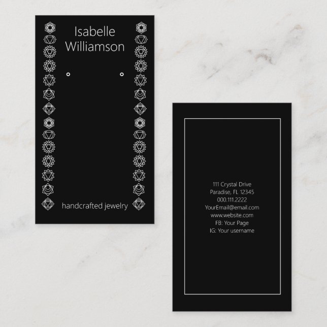 Carte De Visite Écran minimal de bijoux artisanaux Chakras (Devant / Derrière)