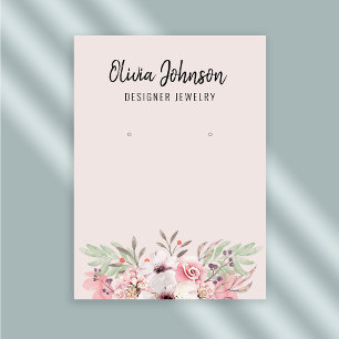 Carte De Visite Écran moderne de bijoux floraux Boho rose