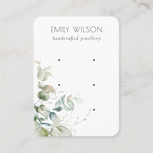 Carte De Visite Écran Pastel Blue Green Foliage Bunch 3 oreilles (Devant)