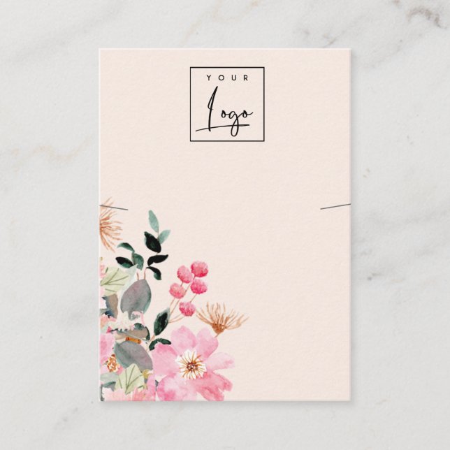 Carte De Visite Écran Pastel Pink Blush Floral Bunch Collier (Devant)