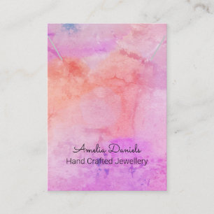 Carte De Visite Écran Pendentif de collier rose Aquarelle