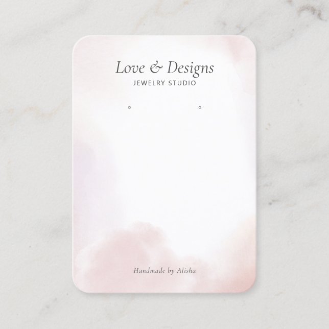 Carte De Visite Écran rose Aquarelle Laver Écouter Bijoux (Devant)