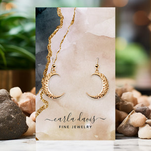 Carte De Visite Écran signature Aquarelle rose Bijoux noir