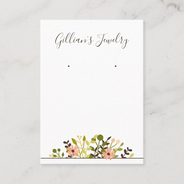 Carte De Visite Écran simple Feuille Fleurs Collier et oreilles (Devant)