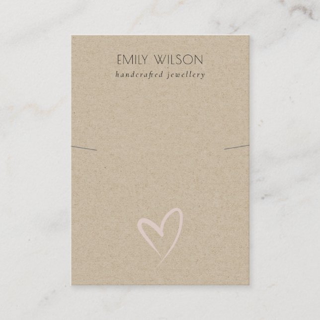 Carte De Visite Écran simple Kraft Blush Heart (Devant)