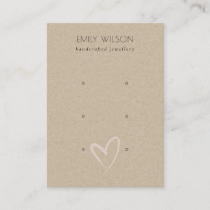 Carte De Visite Écran simple Kraft Blush Heart 3 Étui 
