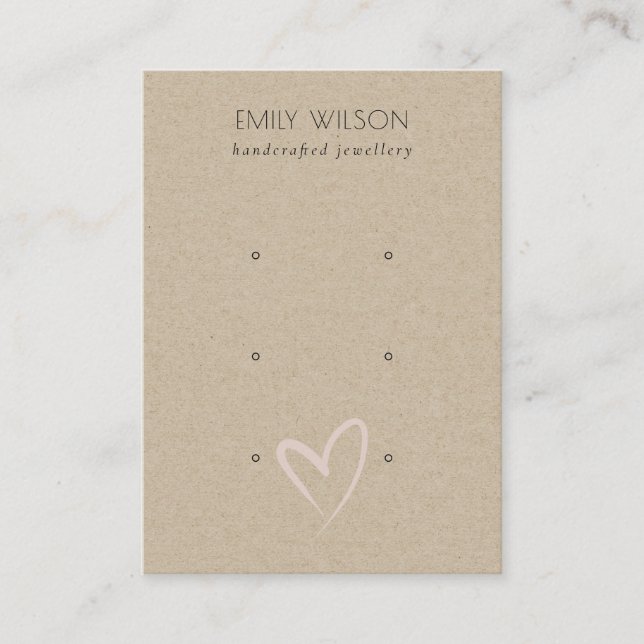 Carte De Visite Écran simple Kraft Blush Heart 3 Étui  (Devant)