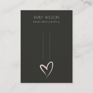 Carte De Visite Écran simple Noir Noir Brouillon Coeur Hairclips