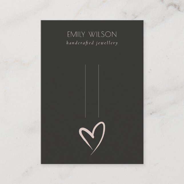 Carte De Visite Écran simple Noir Noir Brouillon Coeur Hairclips (Devant)