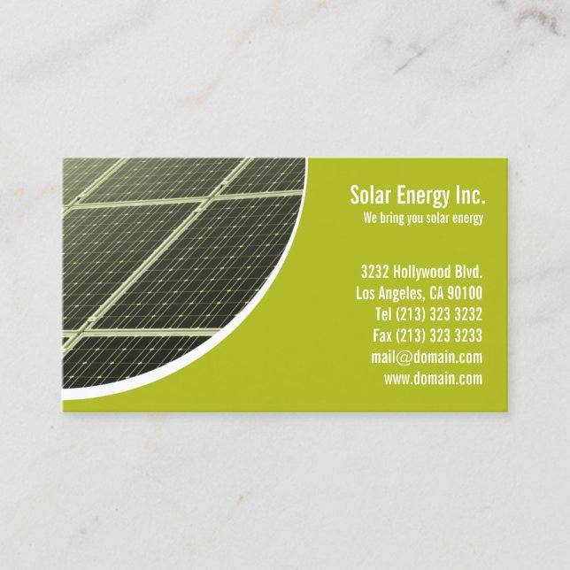 Carte De Visite Écran solaire énergie verte (Devant)