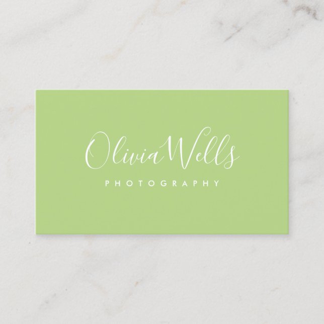 Carte De Visite Écran vert clair manuscrit Script social Media Icô (Devant)