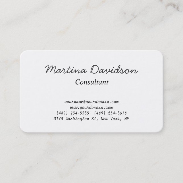 Carte De Visite Écriture créative en noir blanc unique (Devant)